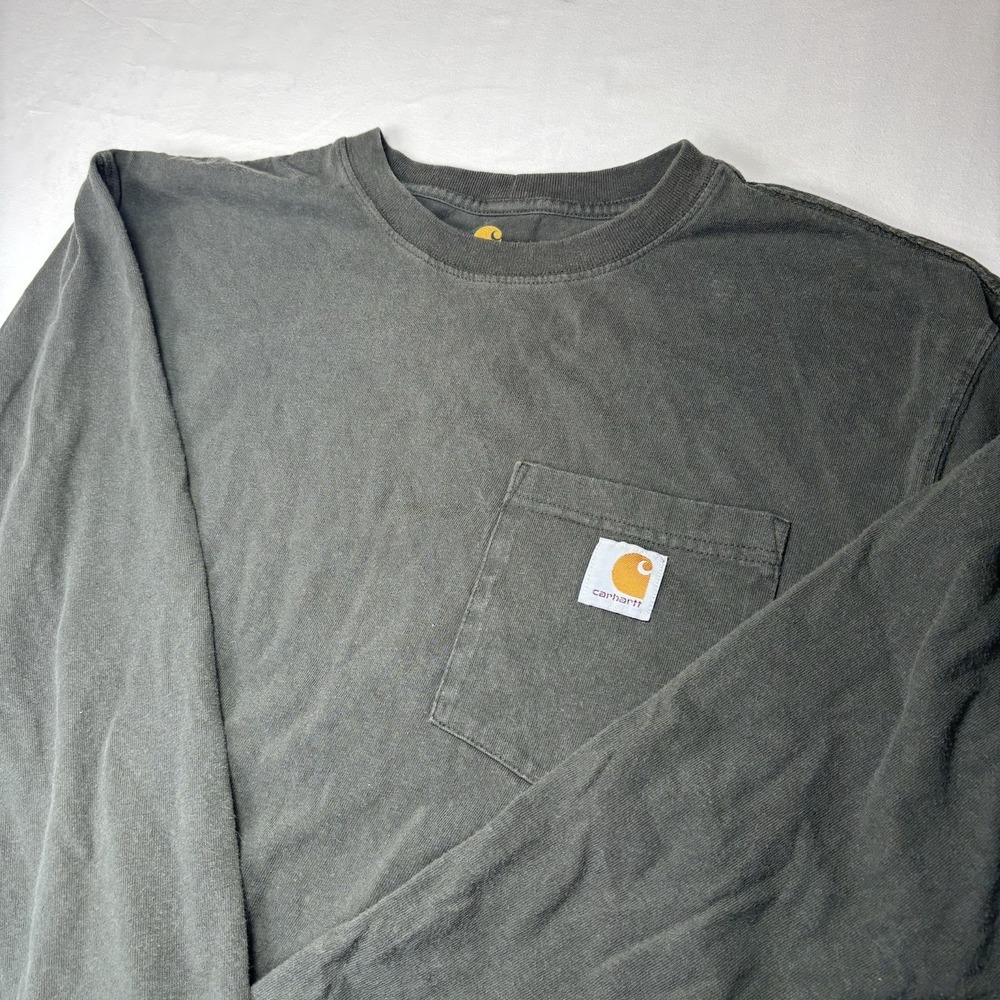 Carhartt T Shirt Mens Medium Charcoal Original Fit Long Sleeve Outdoor K126